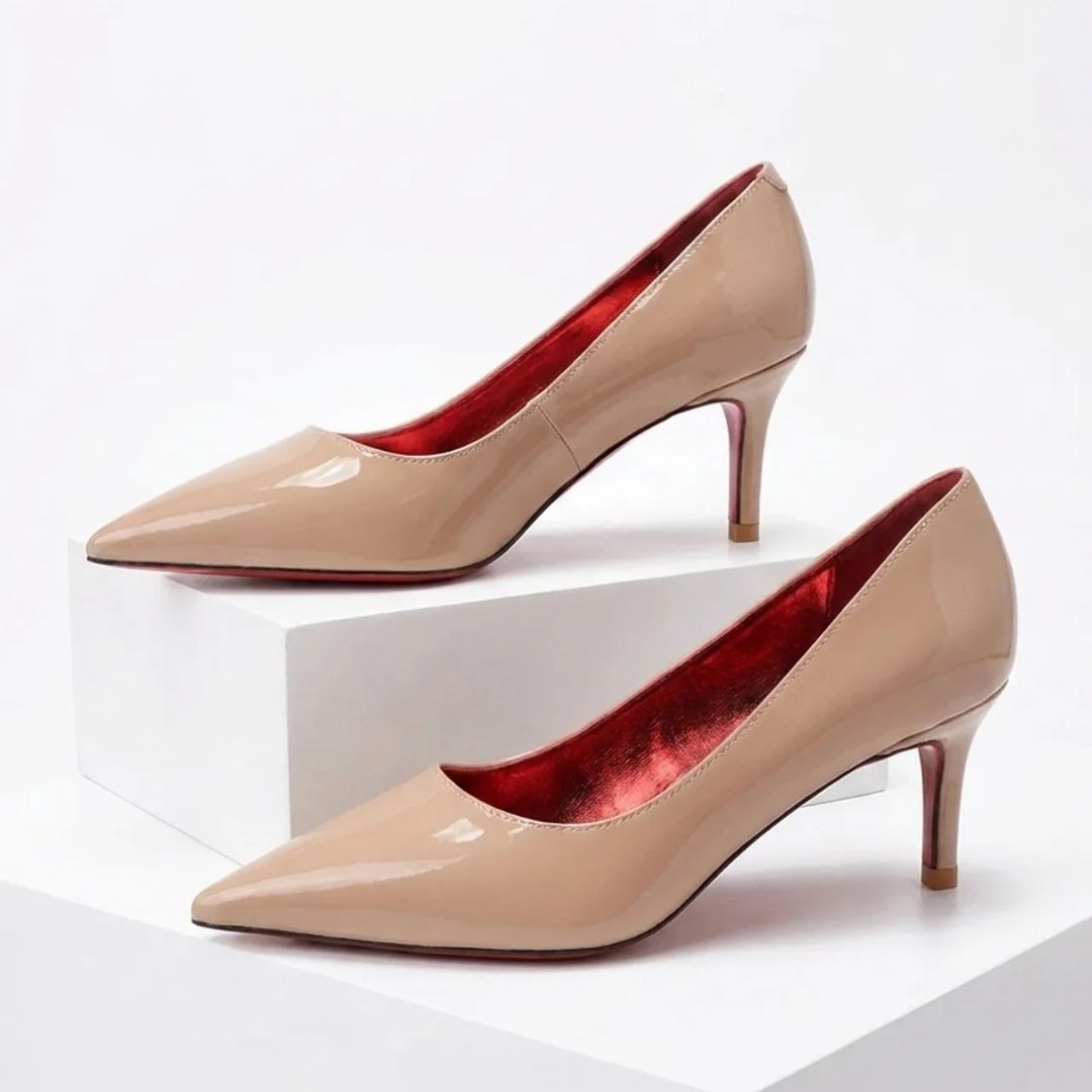 Elegant Mood nude red-sole heel by Ozzaro
