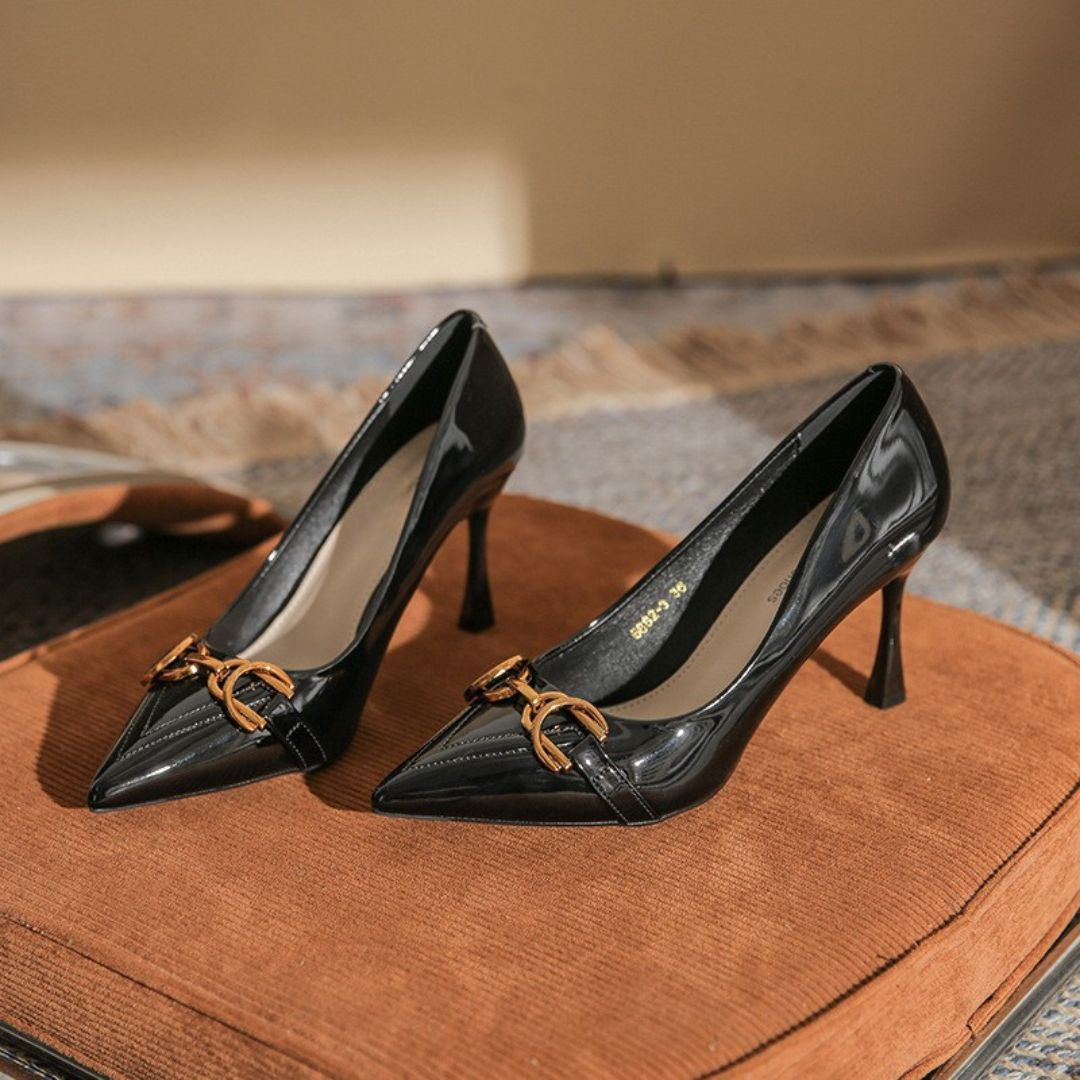 Office Icon black gold-accent heel by Ozzaro