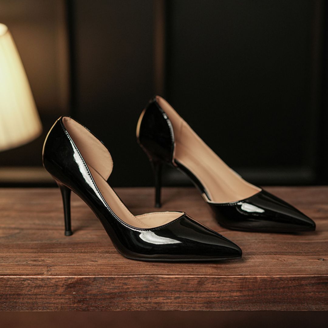 Nightline black gold-accent heel by Ozzaro