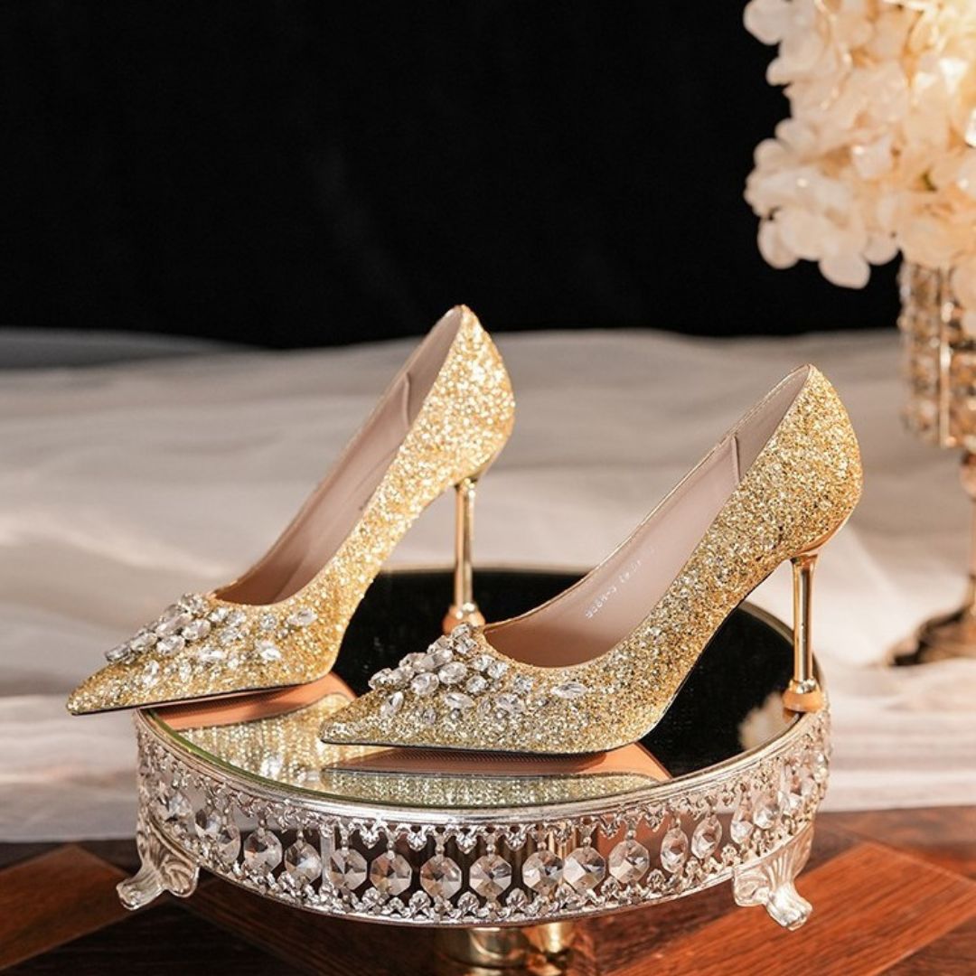Golden Gajab gold shimmer heel by Ozzaro