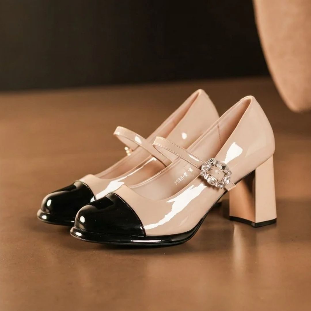 Twin Fit dual-tone block office heel by Ozzaro