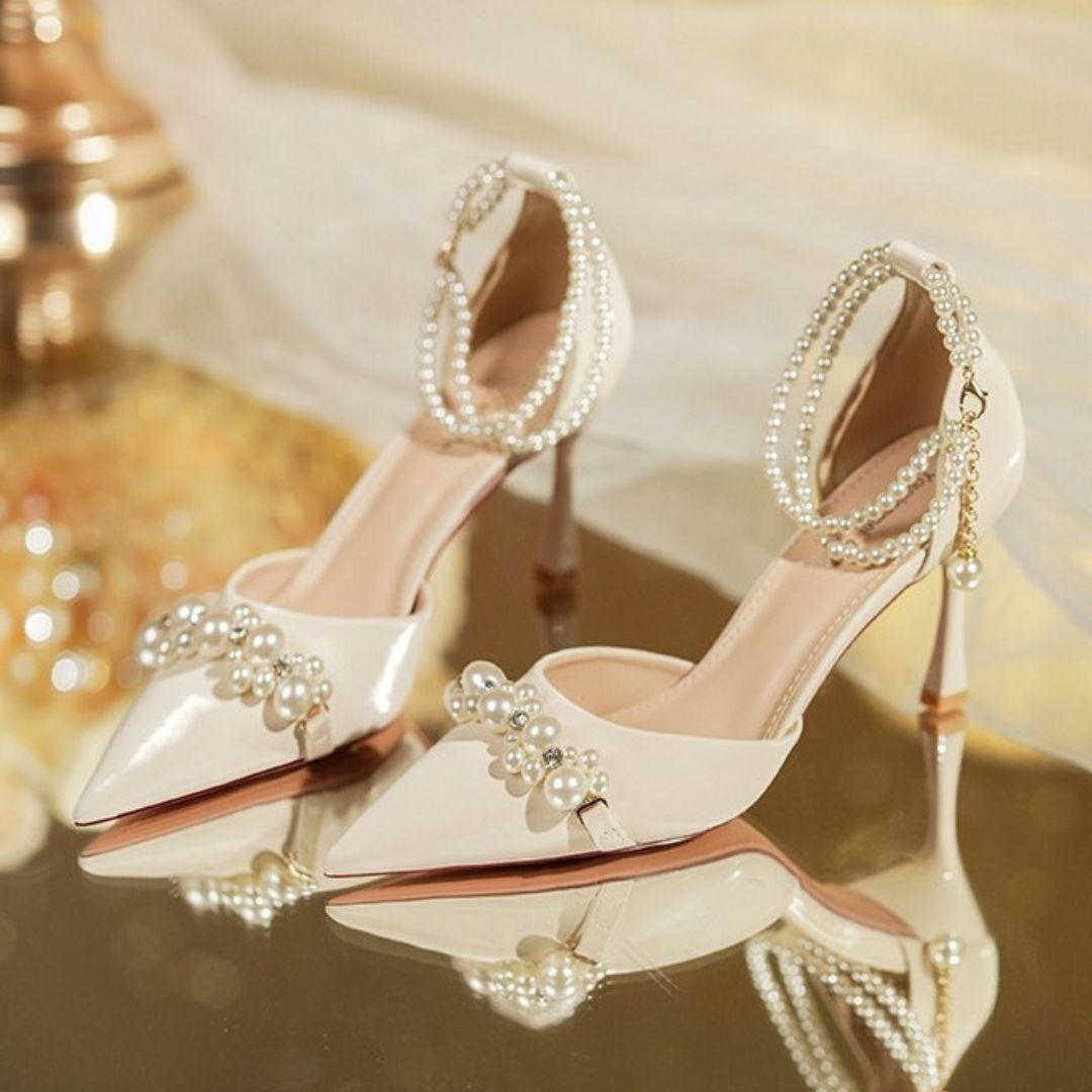 Inayat ivory pearl bridal heel by Ozzaro