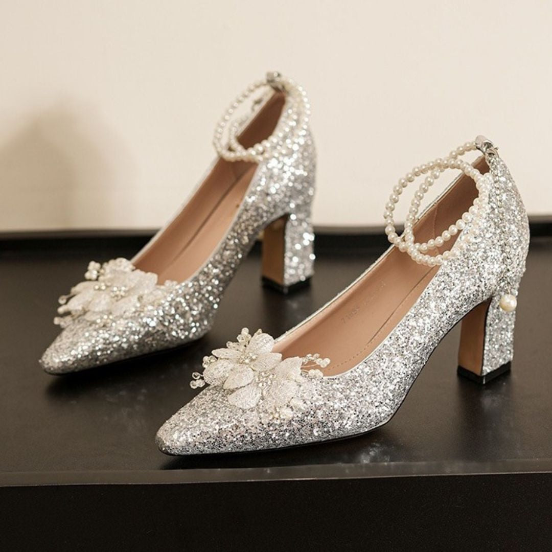 Taaron Ki Dulhan silver block bridal heel by Ozzaro