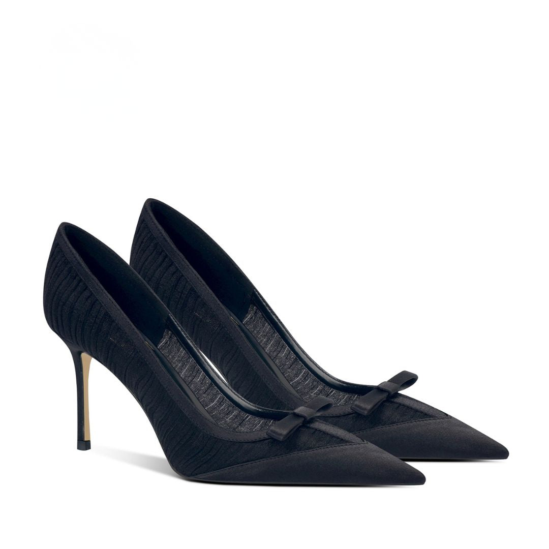 Evening Veil black mesh heel by Ozzaro