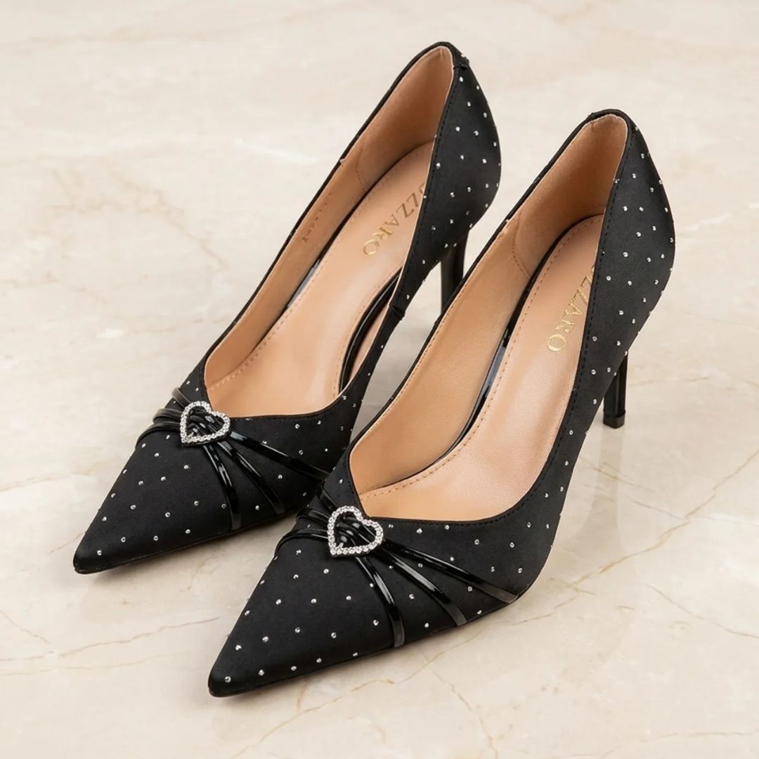 Studio Star black suede crystal heel by Ozzaro