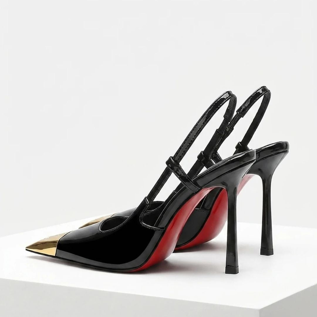 Gilded Edge — Black Cocktail & Party Heels | Ozzaro