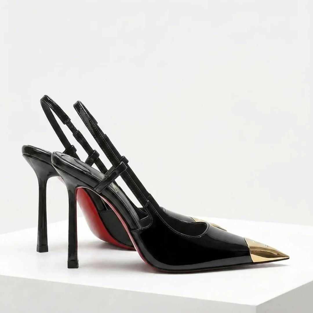 Gilded Edge — Black Cocktail & Party Heels | Ozzaro