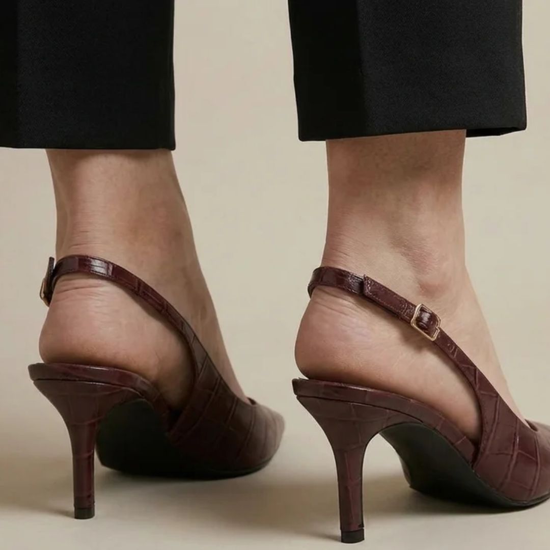 Textured Shine - Maroon Textured Office Heel