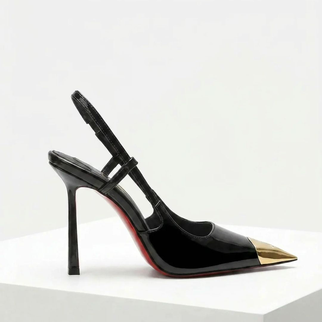 Gilded Edge — Black Cocktail & Party Heels | Ozzaro