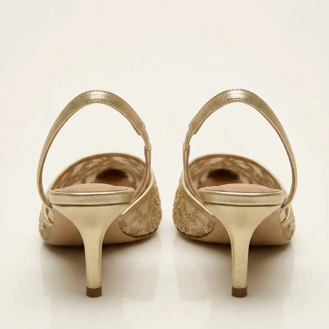 Champagne Mesh - Pointed Toe Party Heel