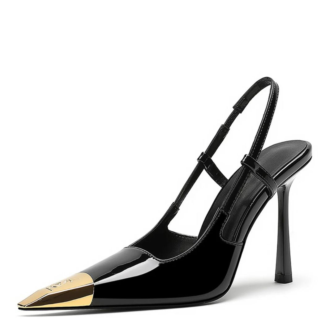 Gilded Edge — Black Cocktail & Party Heels | Ozzaro