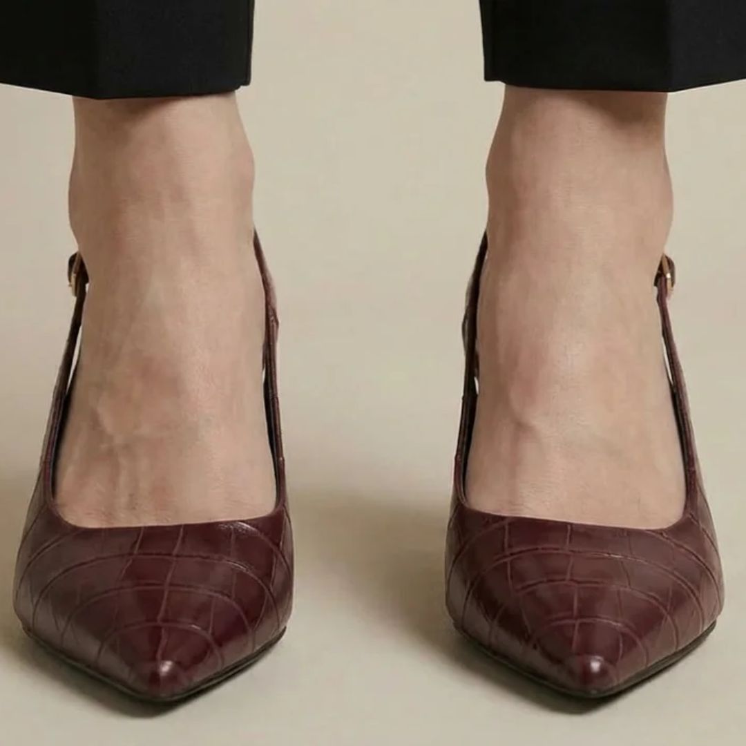 Textured Shine - Maroon Textured Office Heel