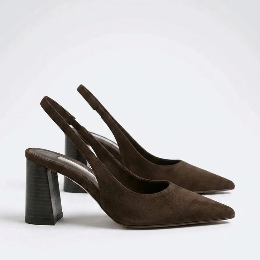 Bar Shine - Brown Block Heel