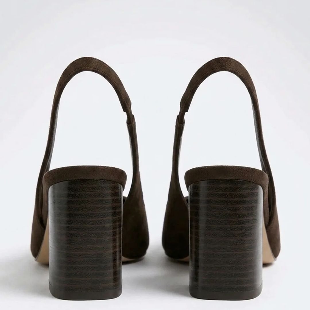 Bar Shine - Brown Block Heel