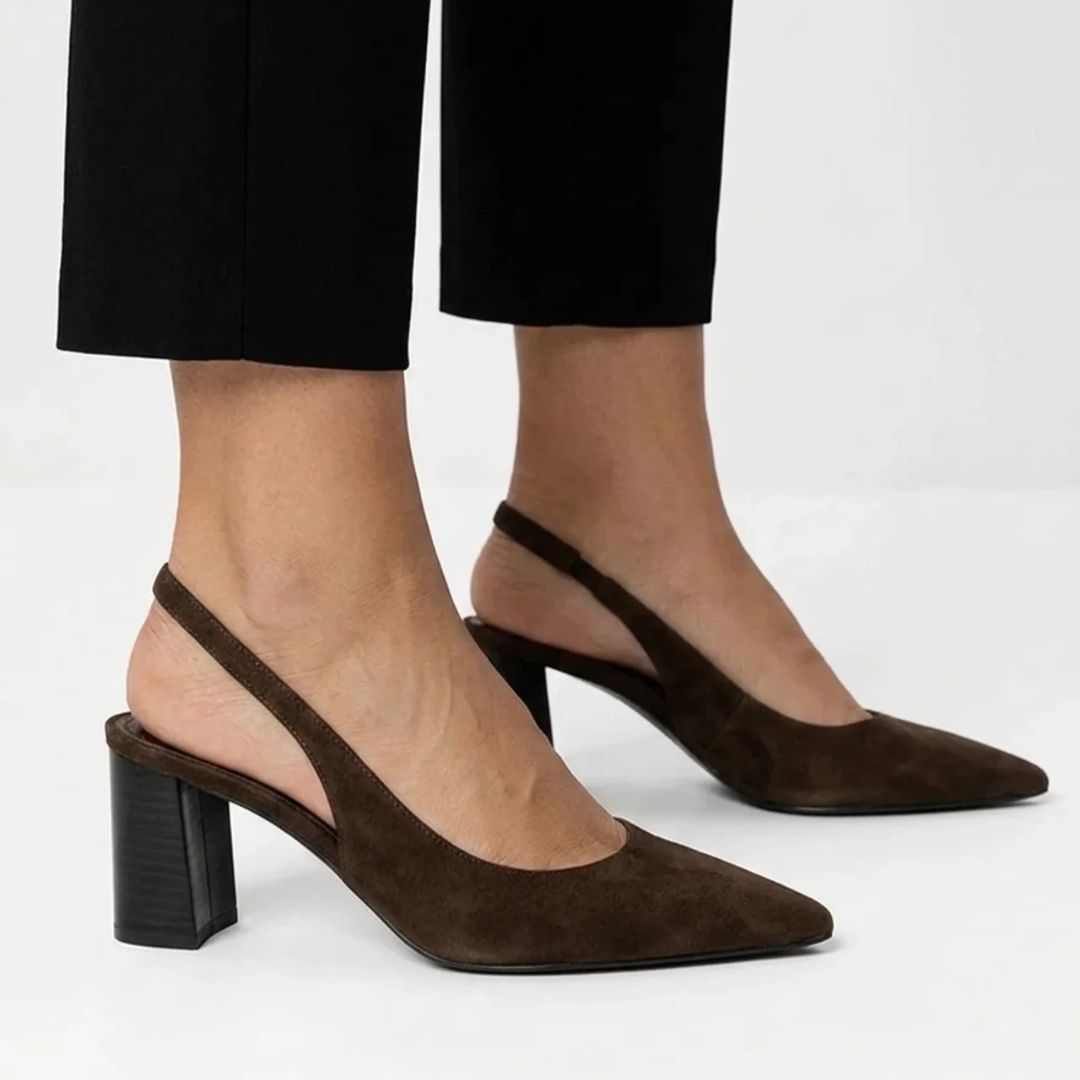Bar Shine - Brown Block Heel
