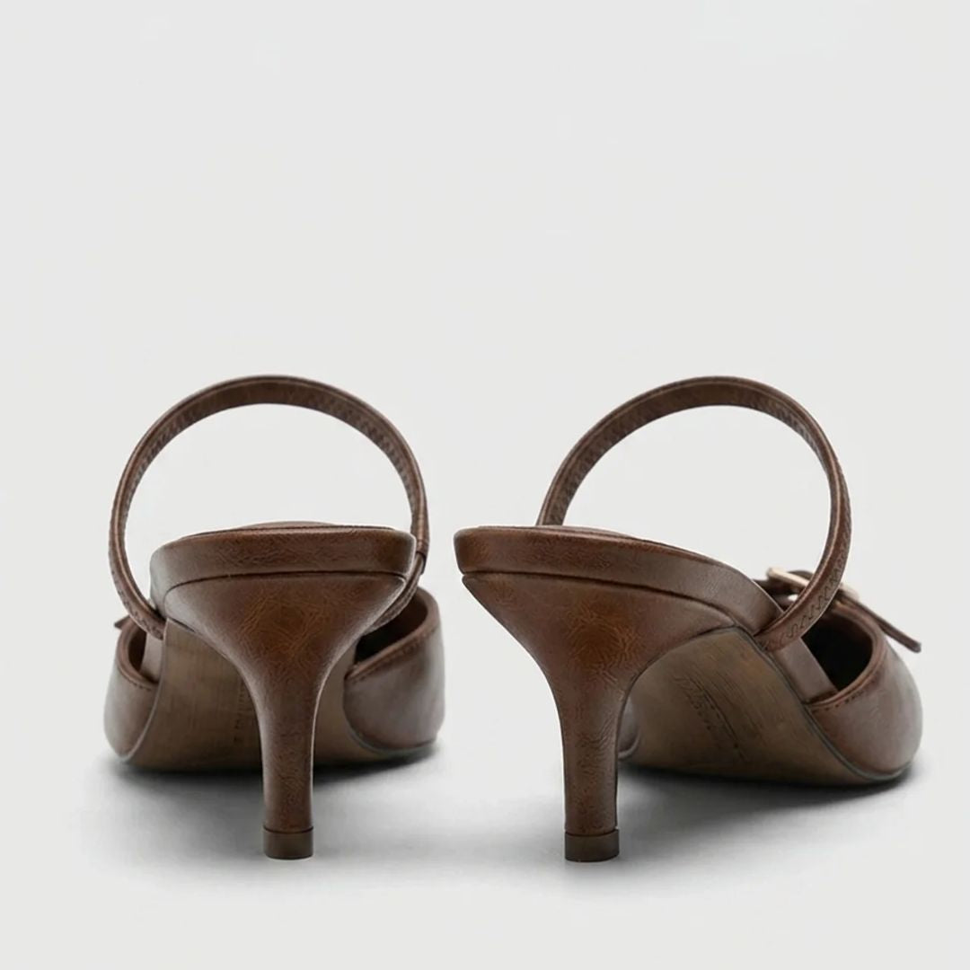 Fine Strap - Brown Kitten Heel