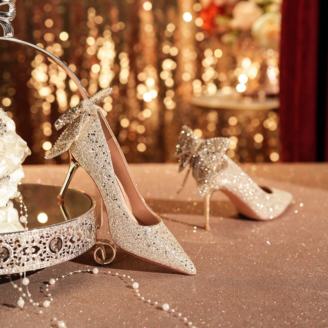 Sunheri Dulhan — Champagne Gold Bridal Heels | Ozzaro