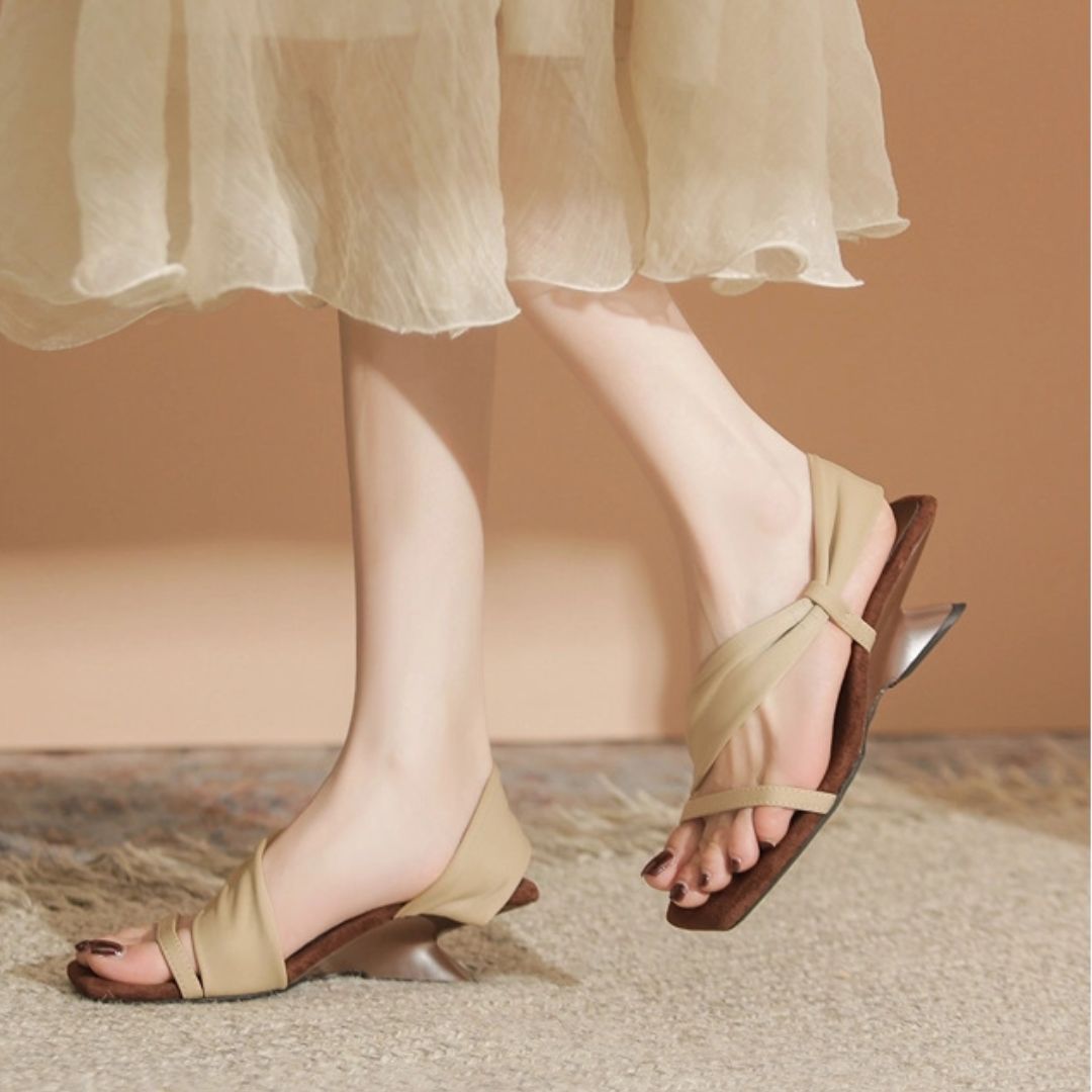 Chairwoman's Choice beige heels back view