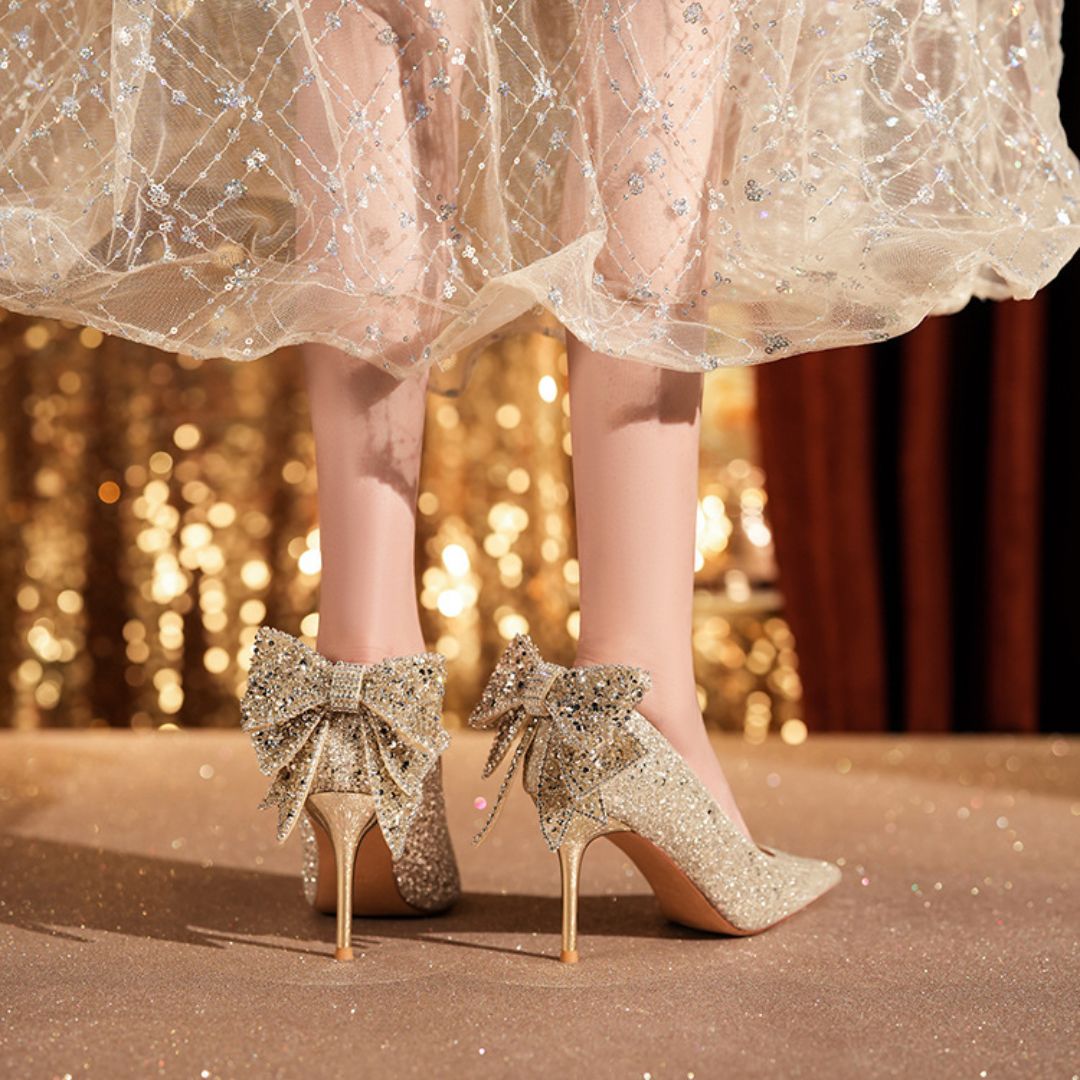 Sunheri Dulhan — Champagne Gold Bridal Heels | Ozzaro