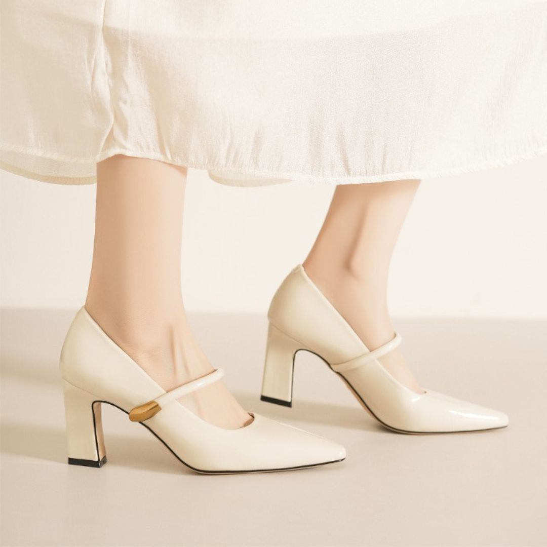 Ivory Block Heel