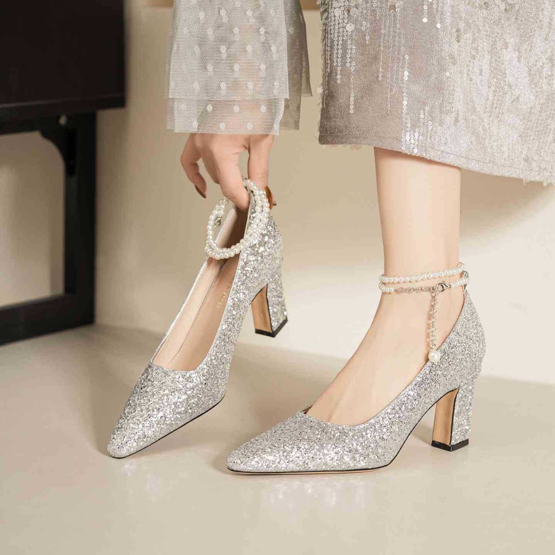 Pakeezah — Silver Bridal & Wedding Heels | Ozzaro