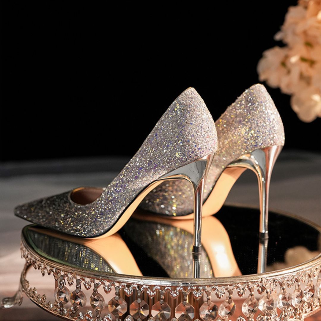 Adaayein ombre bridal stiletto heels - side profile