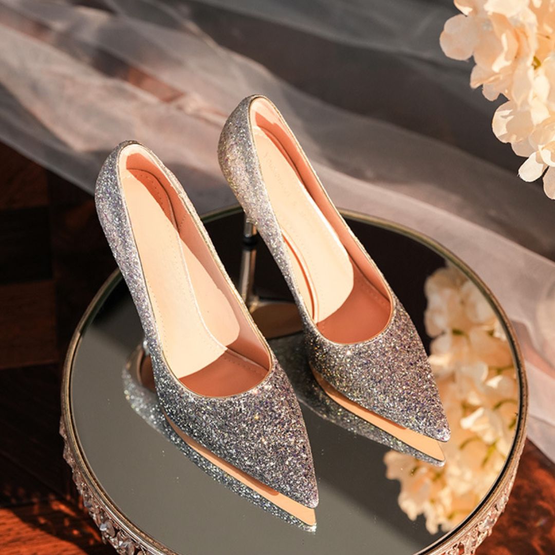 Adaayein ombre stiletto heel height and sole view