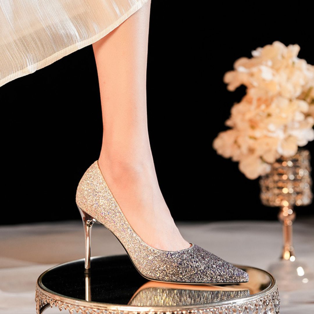 Adaayein (Black & Silver) — Bridal & Wedding Heels | Ozzaro