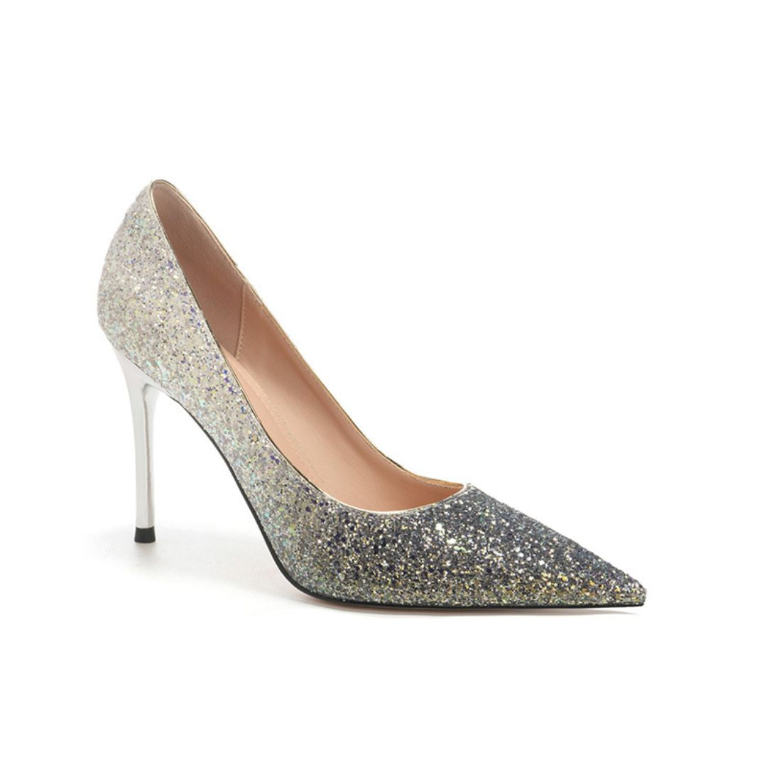 Adaayein (Black & Silver) — Bridal & Wedding Heels | Ozzaro