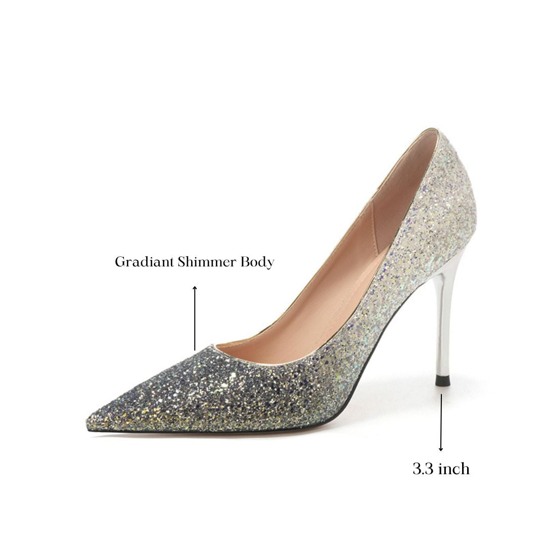 Adaayein (Black & Silver) — Bridal & Wedding Heels | Ozzaro