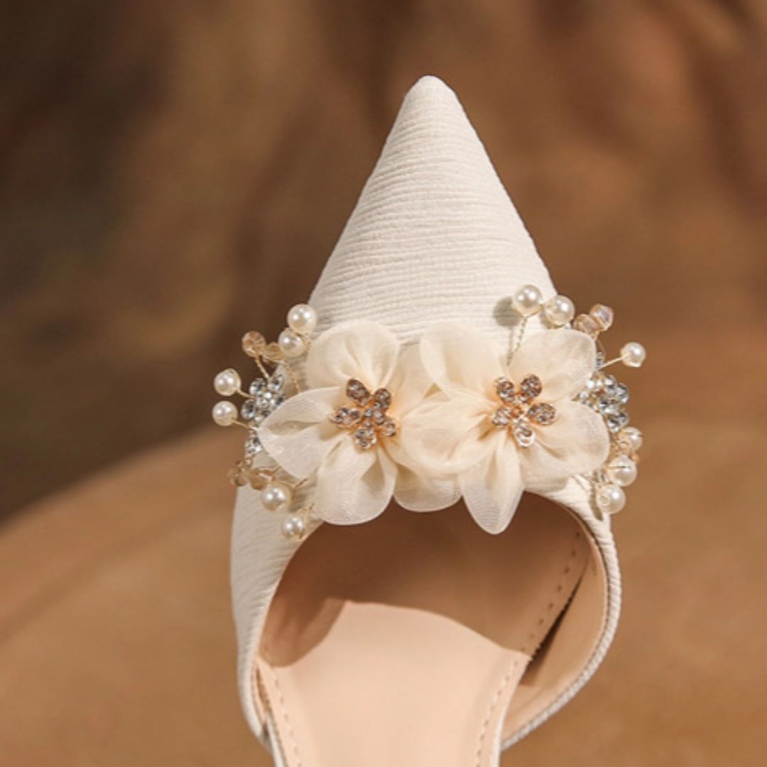 Komal Phool — White Bridal Embelished Heel | Ozzaro