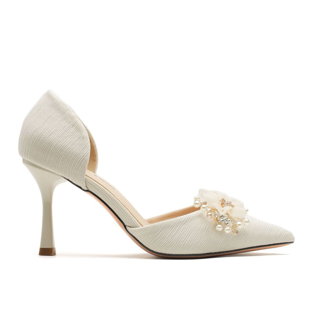 Komal Phool — White Bridal Embelished Heel | Ozzaro