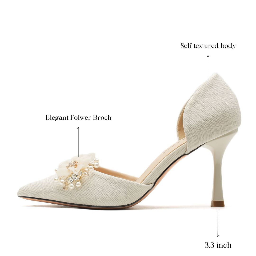 Komal Phool — White Bridal Embelished Heel | Ozzaro