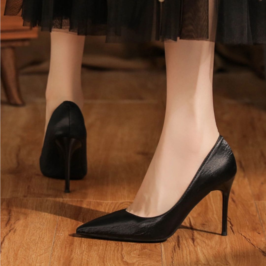Dhamaka black heels styled for party and office