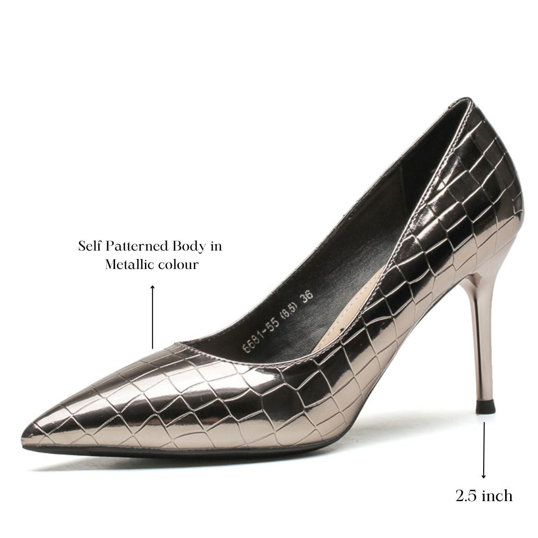 Bronze Nights — Metallic Bronze Block Heel | Ozzaro