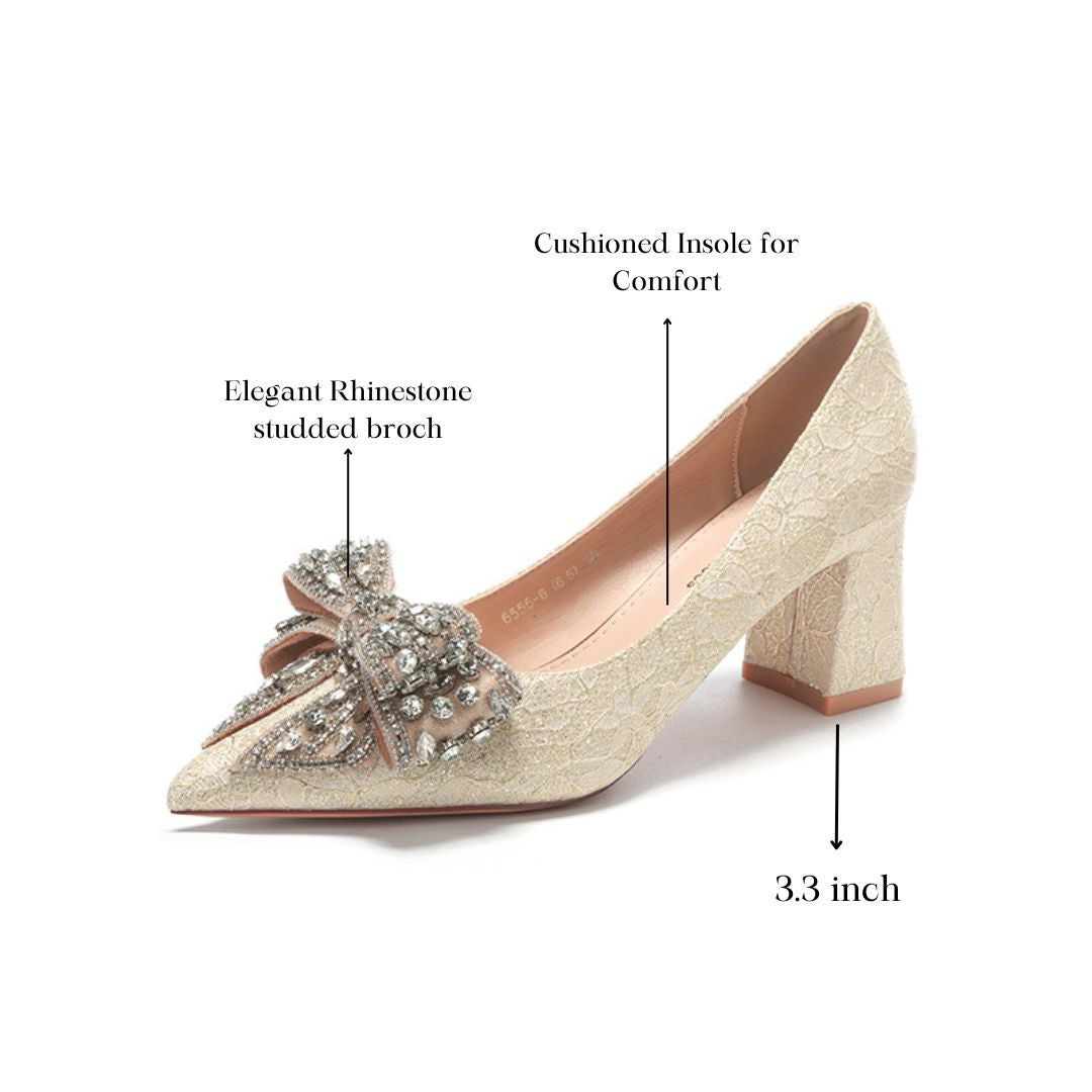 Champagne shimmer Block Bridal Heel 