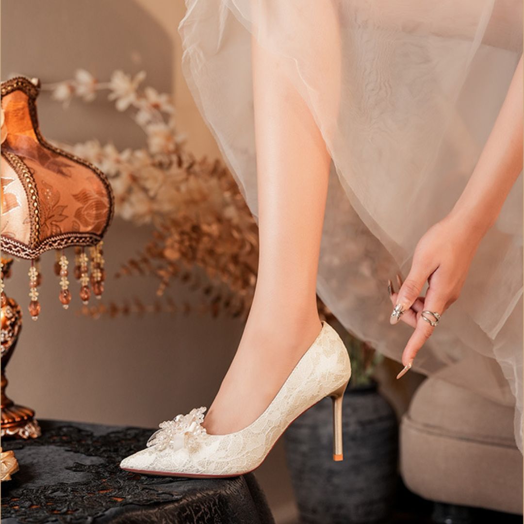 Heera Phool — Soft Gold Bridal & Wedding Heels | Ozzaro