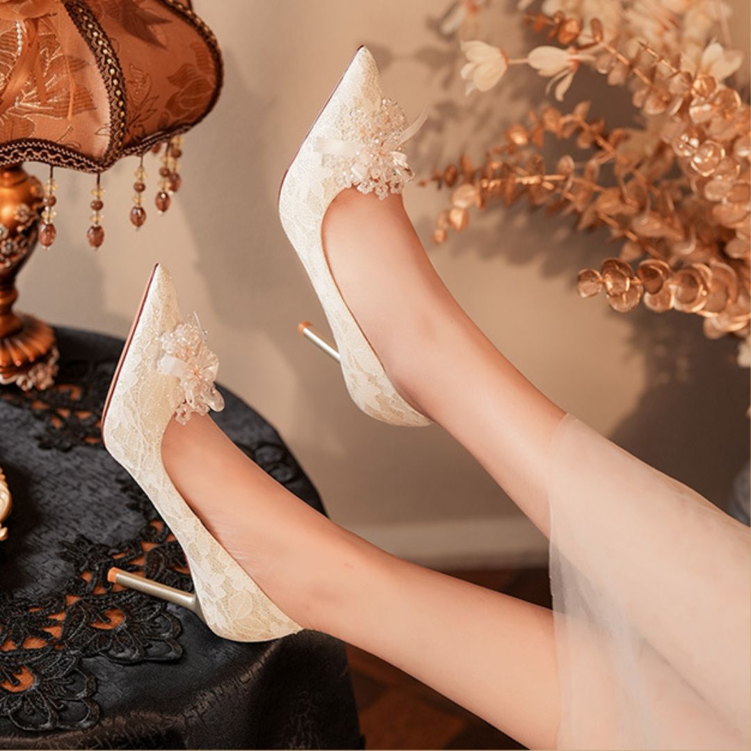 Heera Phool — Soft Gold Bridal & Wedding Heels | Ozzaro
