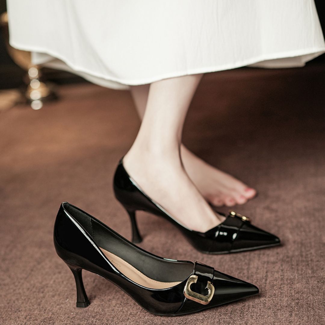 Junoon — Black Office & Formal Heels | Ozzaro
