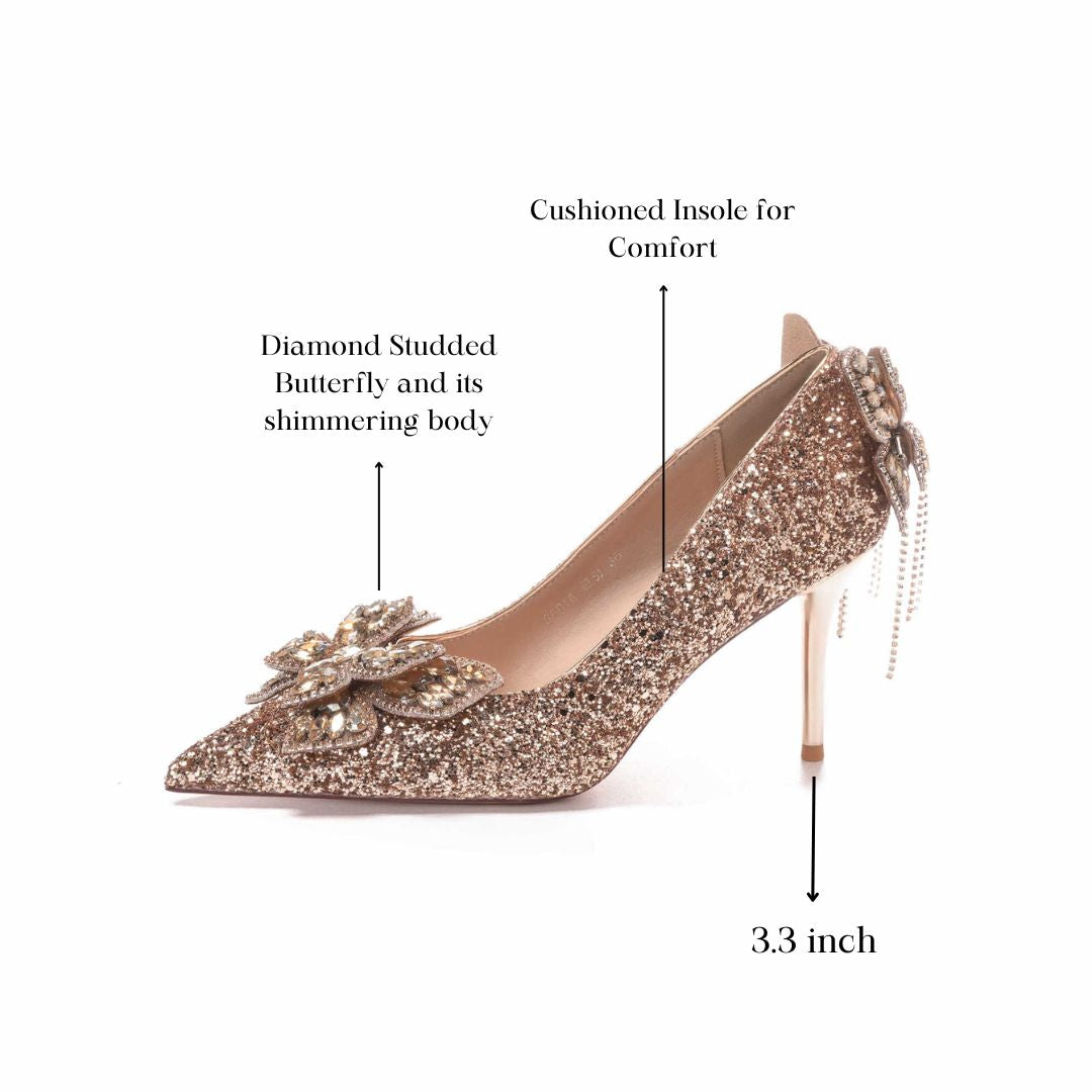 Filmi Flash(Champagne) - Cocktail Nights & Reception Heels | Ozzaro