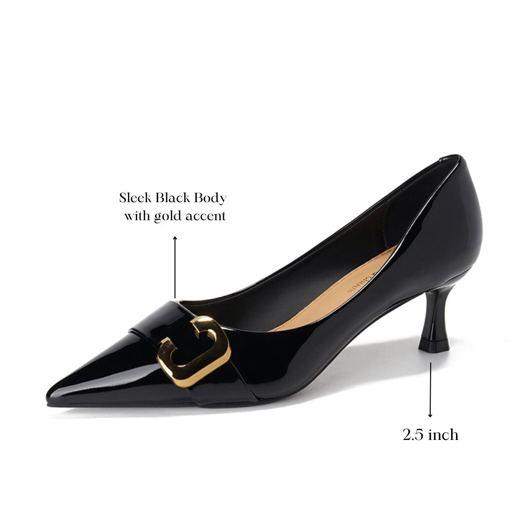 Junoon — Black Office & Formal Heels | Ozzaro