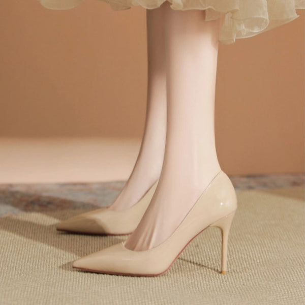 Nakhra nude pointed-toe classic stiletto heels - front view