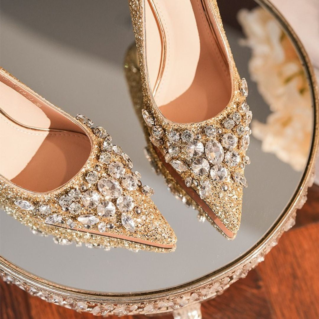 Gold glitter Bridal heels 