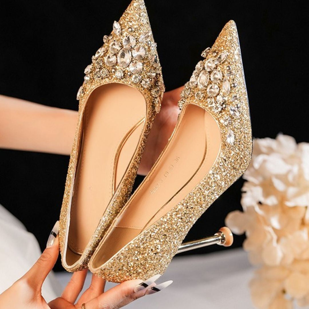 Gold glitter Bridal heels 