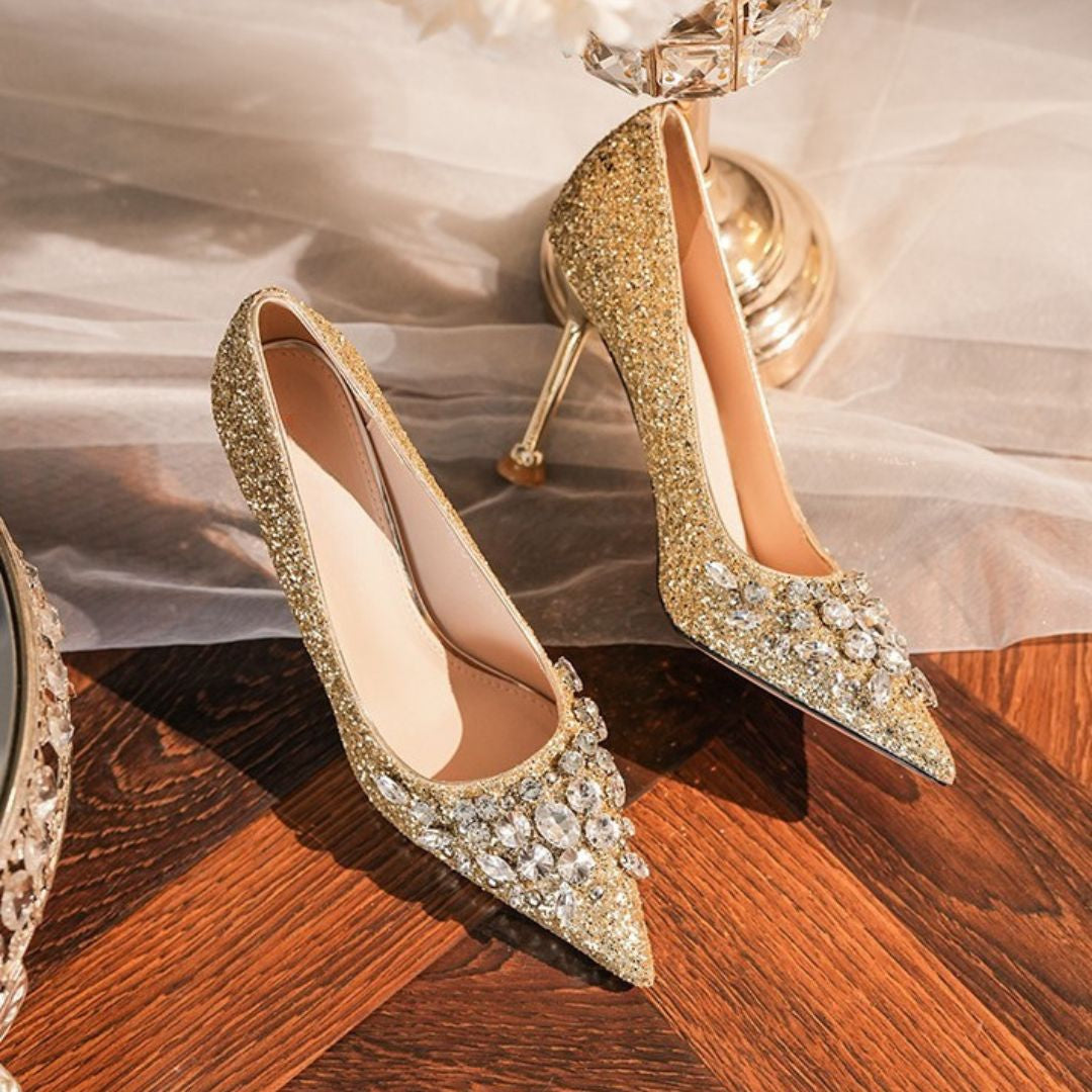 Gold glitter Bridal heels 