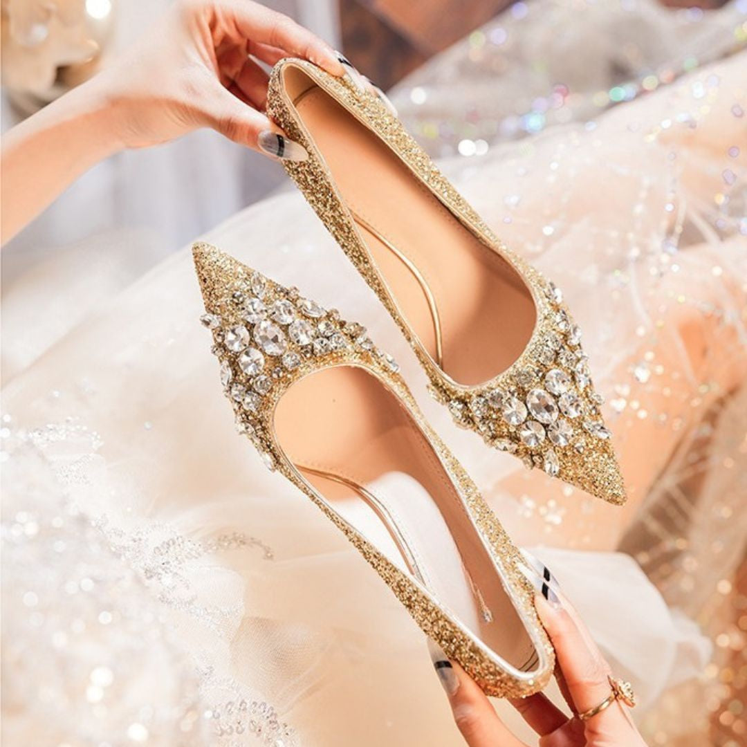 Gold glitter Bridal heels 