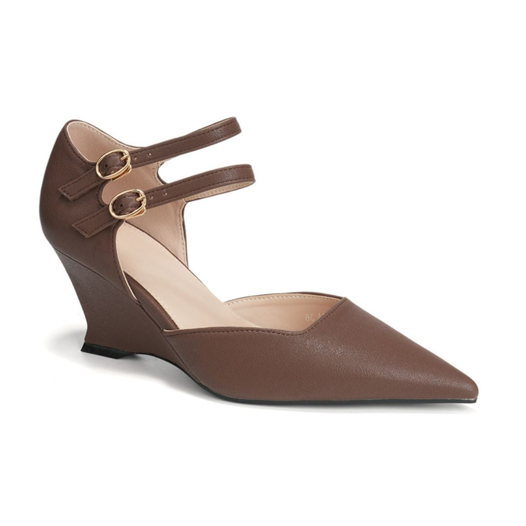Vectora Strap (Brown) — Office & Formal Heels | Ozzaro