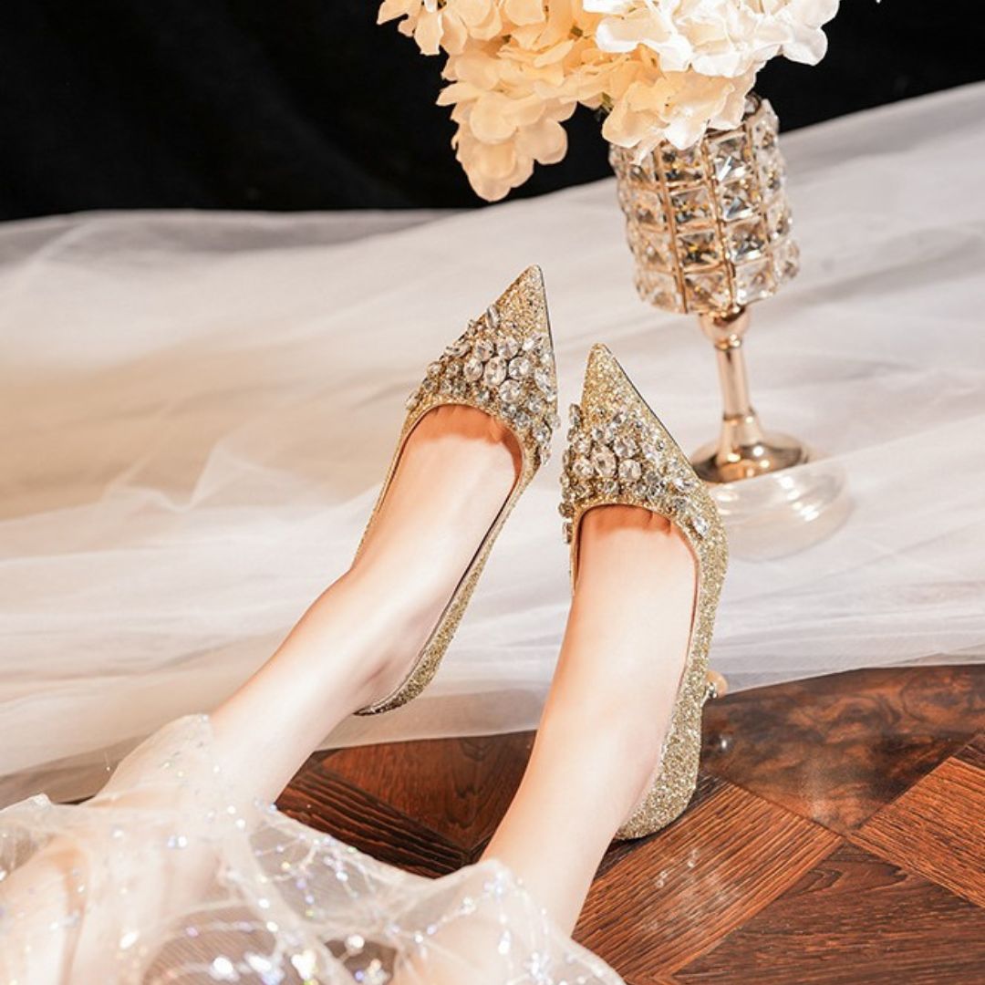 Gold glitter Bridal heels 