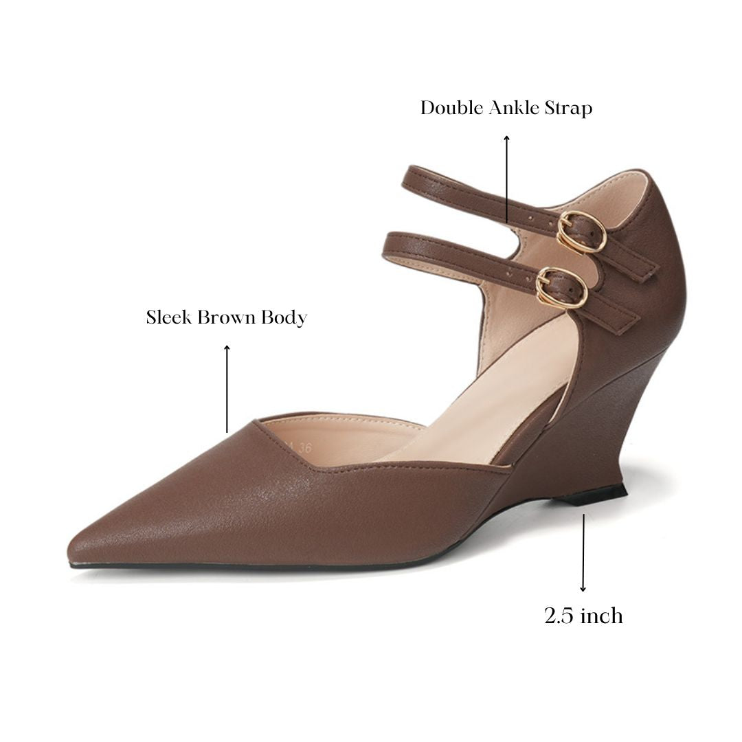 Vectora Strap (Brown) — Office & Formal Heels | Ozzaro