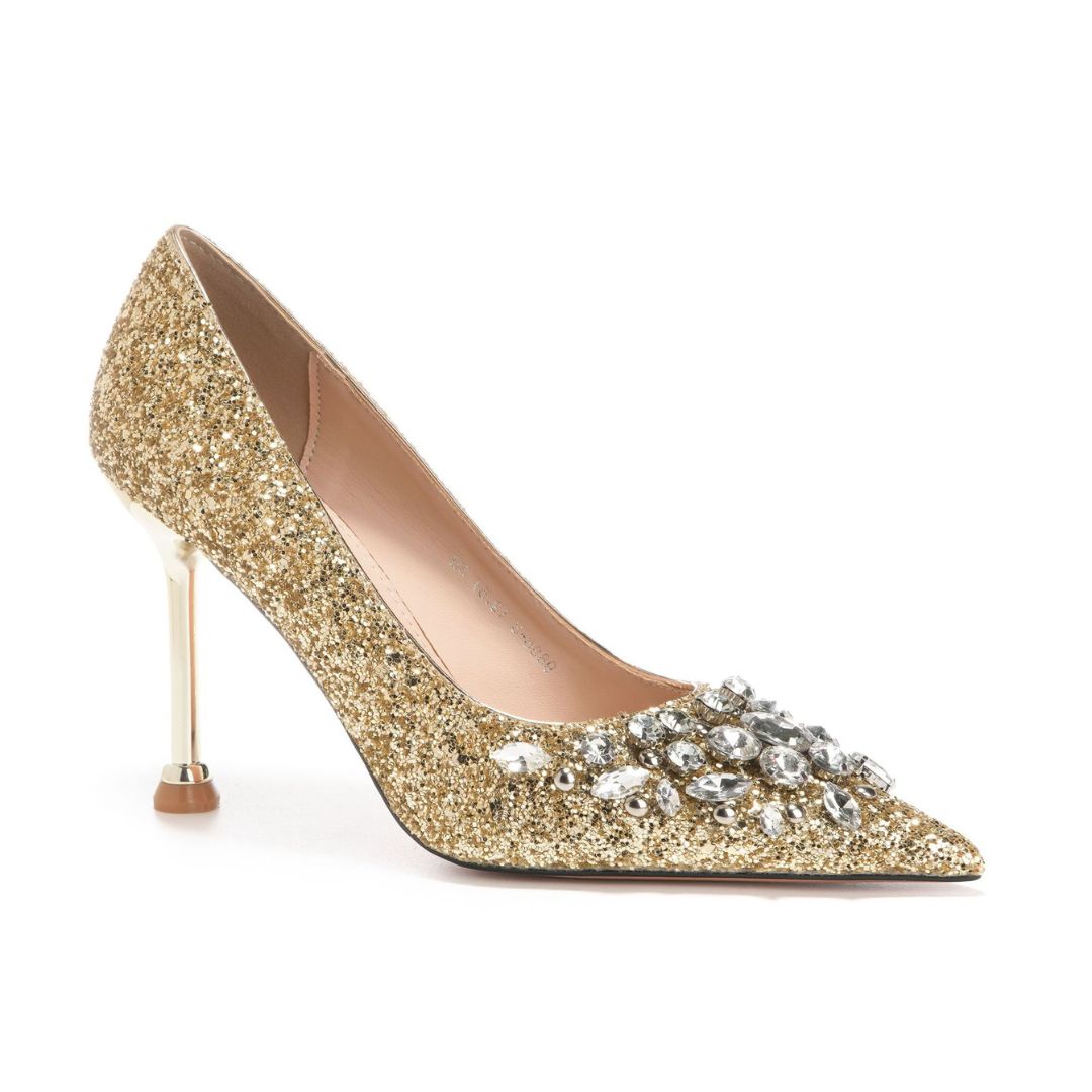 Gold glitter Bridal heels 